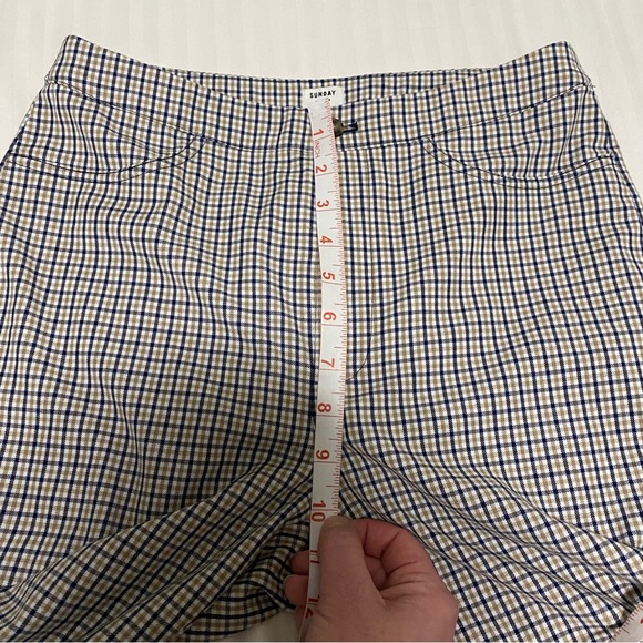 Aritzia Sunday Best Freshman Check Plaid Pant Cream/Tan/Navy size 6 - Picture 13 of 14